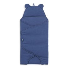Jollein - Памучно одеяло за повиване BASIC STRIPE 100x105 см джинсово син