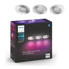 Philips - К-кт 3 бр. LED RGB димируеми лунички за баня Hue XAMENTO 1xGU10/5,7W/230V IP44 2000-6500K