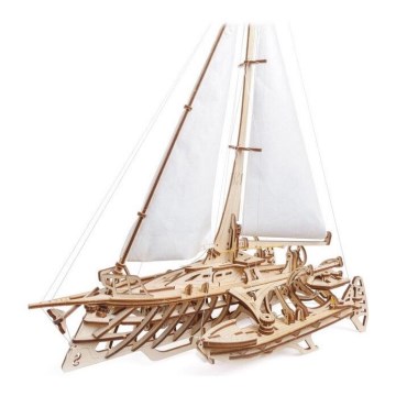 Ugears - 3D дървен механичен пъзел Платноходка Merihobus тримаран