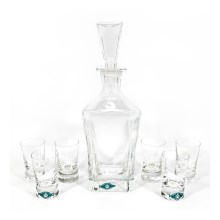 К-кт 1бр. стъклена бутилка, 1бр. стъклена тапа и 6бр. чаши за шотове прозрачни