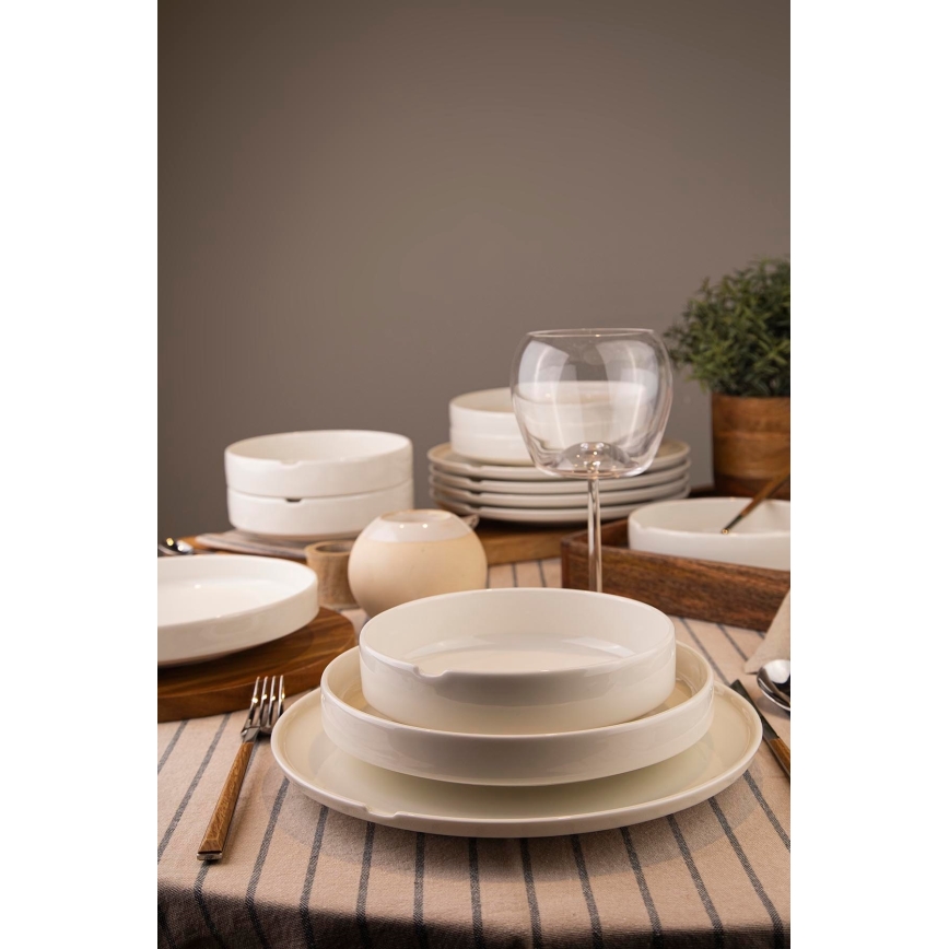 18-частов сервиз за хранене, бял порцелан