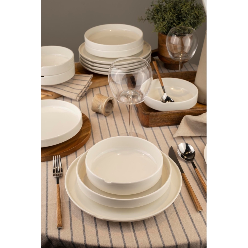 18-частов сервиз за хранене, бял порцелан