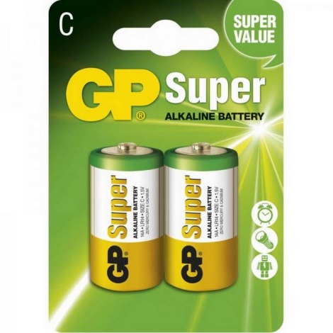 2 бр. Алкална батерия LR14 GP SUPER 1,5V