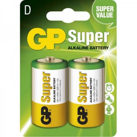 2 бр. Алкална батерия LR20 GP SUPER 1.5V