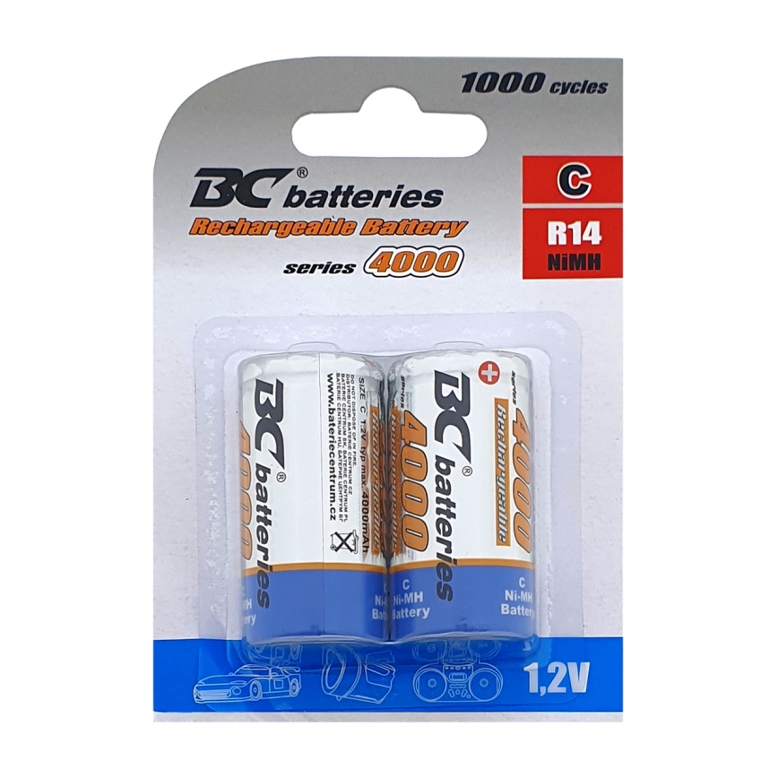2 бр. Акумулаторна батерия NiMH C 4000 mAh 1,2V
