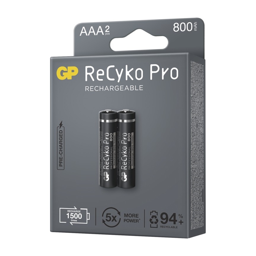 2 бр. Акумулаторни батерии GP AAA ReCyko Pro NiMH / 1.2V / 800 mAh