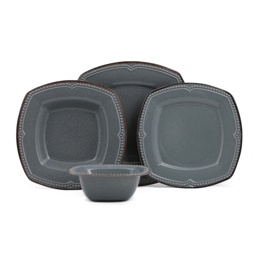 24-частен комплект за хранене, син/порцелан