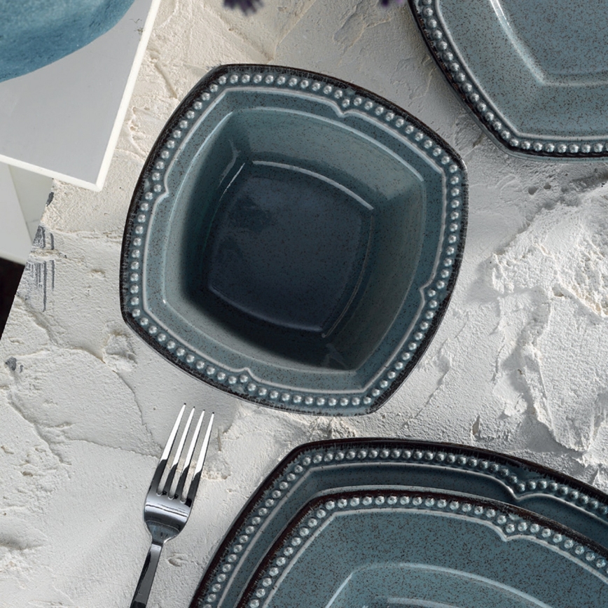 24-частен комплект за хранене, син/порцелан