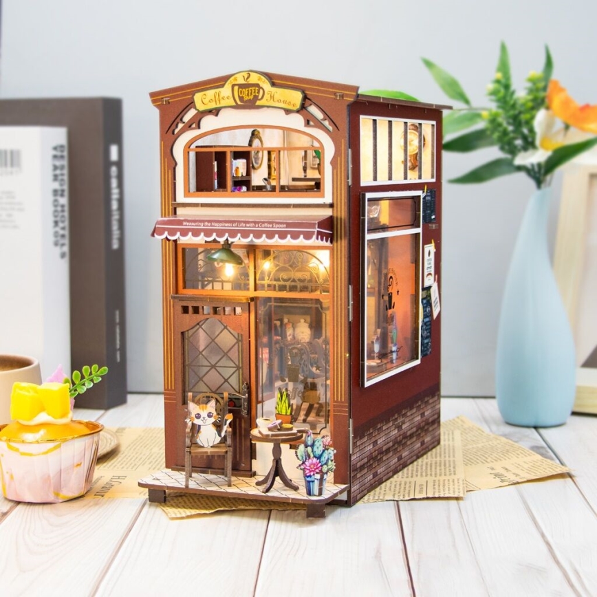 2Kids Toys - 3D пъзел LED Стопер за книги Кафе 2xAAA