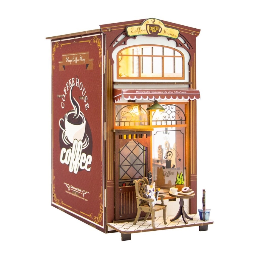 2Kids Toys - 3D пъзел LED Стопер за книги Кафе 2xAAA