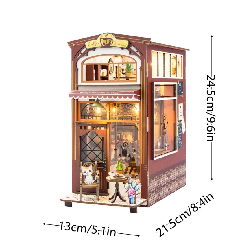 2Kids Toys - 3D пъзел LED Стопер за книги Кафе 2xAAA