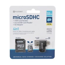 4в1 MicroSDHC 32GB + SD адаптер + четец на карти MicroSD + OTG адаптер