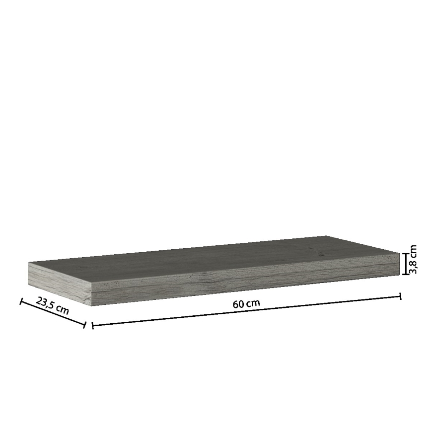 5five - Стенна полица HYLE 60x24 cm сив дъб
