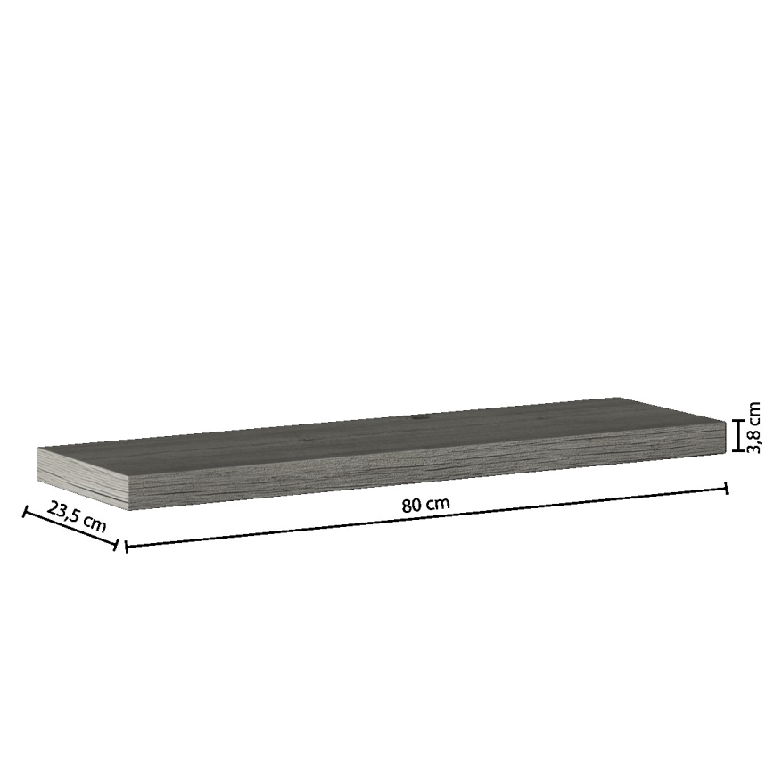 5five - Стенна полица HYLE 80x24 cm сив дъб