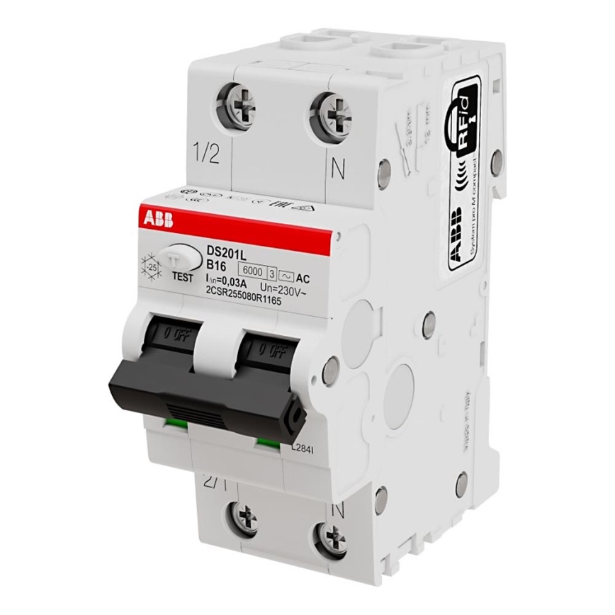 ABB 2CSR255080R1165 - 2-полюсен предпазител с прекъсвач DS201 B16 230V