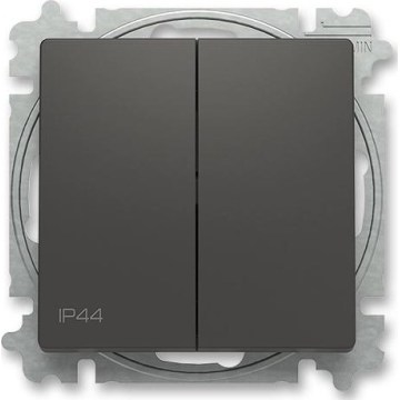ABB 3559T-A52940237 - Двоен стълбищен ключ без рамка № 6+6 ZONI IP44 черен