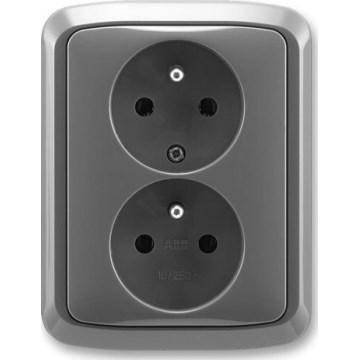 ABB 5512A-2349 S2 - Двоен стенен контакт с рамка TANGO 250V тъмносив