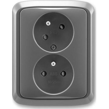 ABB 5513A-C02357 S2 - Двойна контактна розетка за домашна употреба с рамка TANGO 250V тъмно сива