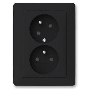 ABB 5513T-C02157 237 - Двойна електрическа розетка за вътрешен монтаж с рамка ZONI 250V, матово черно изпълнение