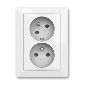 ABB 5513T-C02157 500 - Двоен електрически контакт с рамка ZONI 250V, бял