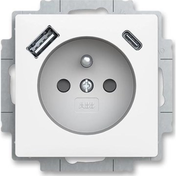 ABB 5569T-A32357 240 -Домашна розетка без рамка ZONI 250V 1xUSB A+C матова бяла
