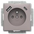 ABB 5569T-A32357 244 - Битов контакт без рамка ZONI 250V 1xUSB A+C грейж
