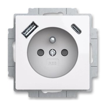 ABB 5569T-A32357 500 - Домашна електрическа розетка без рамка ZONI 250V 1x USB A+C бяла