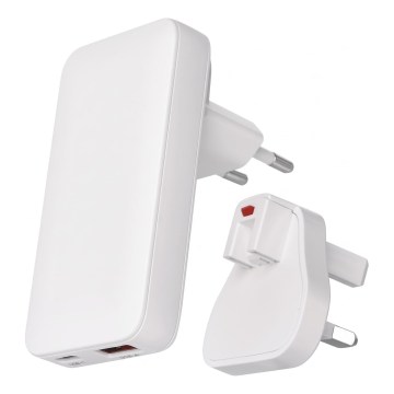 Адаптер за пътуване със сменяеми приставки USB GaN 100-250V