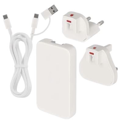 Адаптер за пътуване със сменяеми приставки USB GaN 100-250V