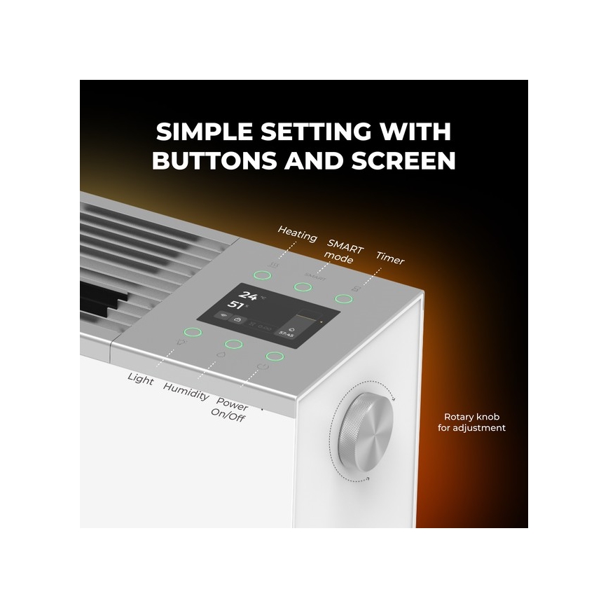 AENO - Интелигентен електрически пряк отоплител/конвектор 1000/2000W бял