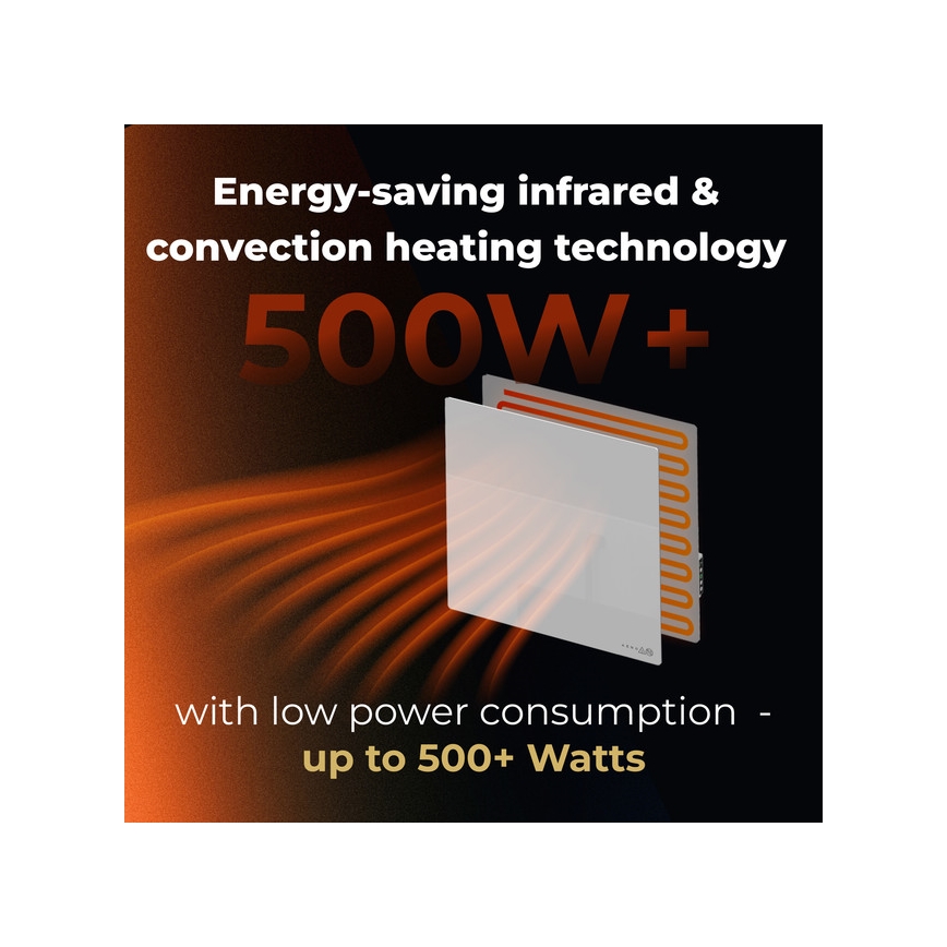 AENO - Умен електрически инфрачервен панел 500W таймер/термостат Wi-Fi бял