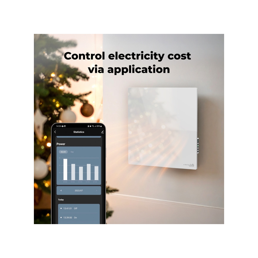 AENO - Умен електрически инфрачервен панел 500W таймер/термостат Wi-Fi бял