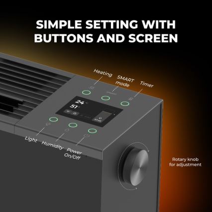 AENO - Умен електрически директен нагревател/конвектор 1000/2000W черен