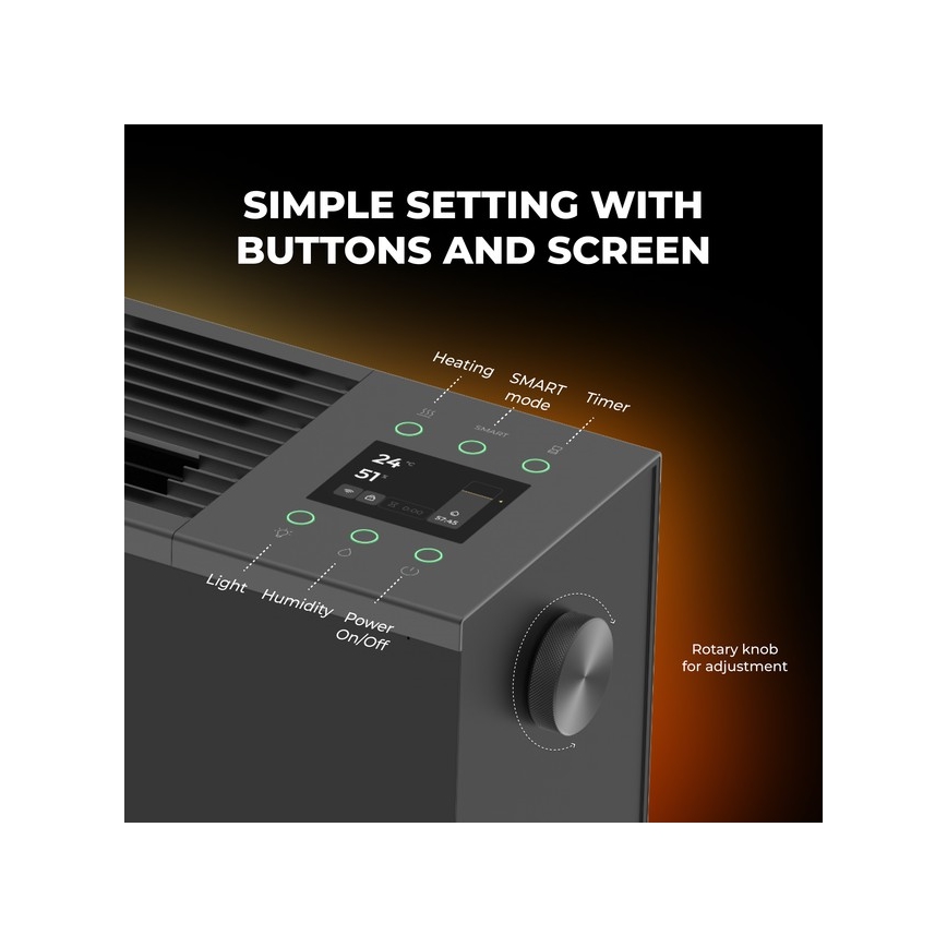 AENO - Умен електрически директен нагревател/конвектор 1000/2000W черен