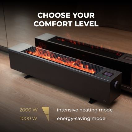 AENO - Умен електрически директен нагревател/конвектор 1000/2000W черен