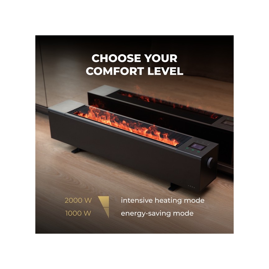 AENO - Умен електрически директен нагревател/конвектор 1000/2000W черен