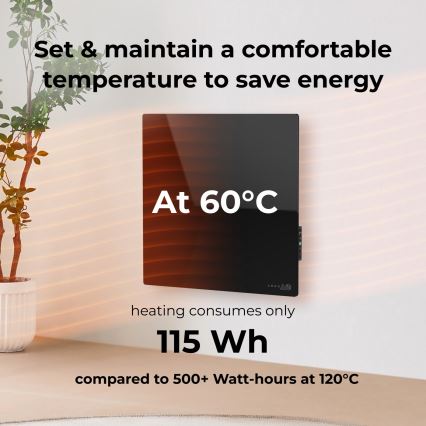 AENO - Умен електрически инфрачервен панел 500W с таймер/термостат и Wi-Fi, черен