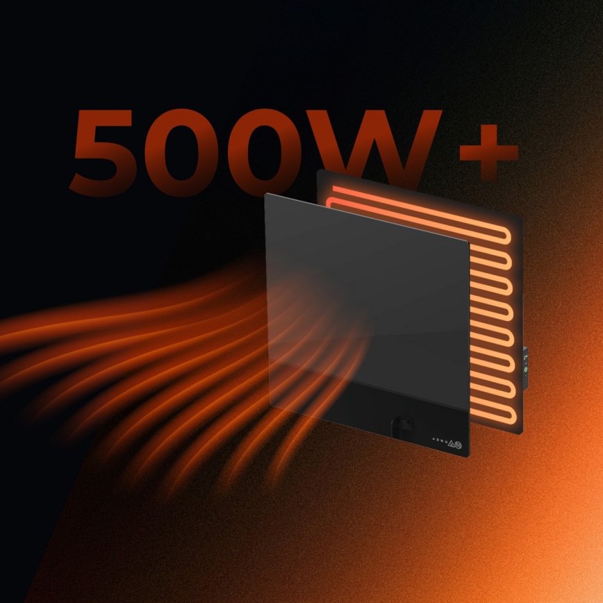 AENO - Умен електрически инфрачервен панел 500W с таймер/термостат и Wi-Fi, черен
