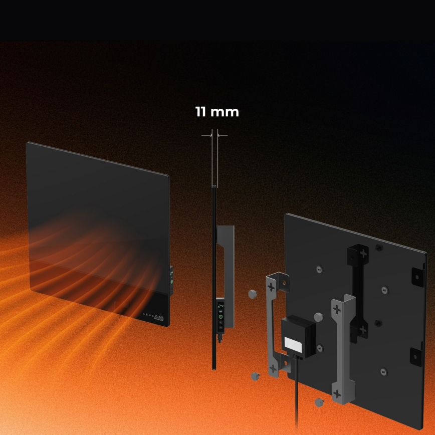 AENO - Умен електрически инфрачервен панел 500W с таймер/термостат и Wi-Fi, черен