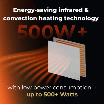 AENO - Умен електрически инфрачервен панел 500W с таймер/термостат, Wi-Fi, бял