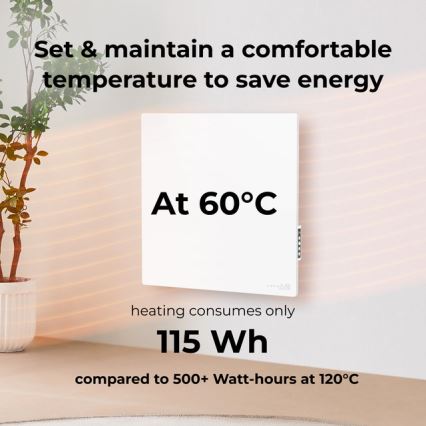 AENO - Умен електрически инфрачервен панел 500W с таймер/термостат, Wi-Fi, бял