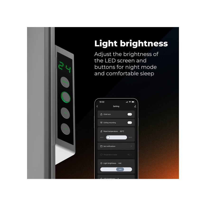 AENO - Умен електрически инфрачервен панел 500W с таймер/термостат, Wi-Fi, бял