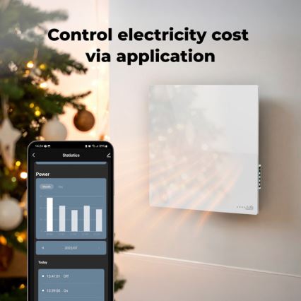 AENO - Умен електрически инфрачервен панел 500W с таймер/термостат, Wi-Fi, бял