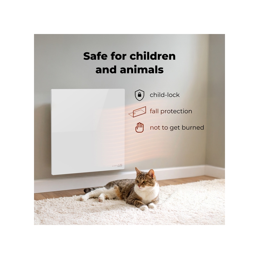 AENO - Умен електрически инфрачервен панел 500W с таймер/термостат, Wi-Fi, бял