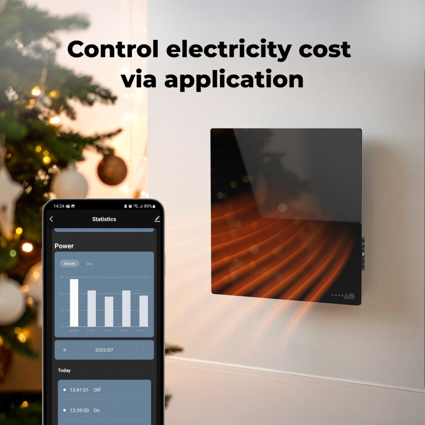 AENO - Умен електрически инфрачервен панел 500W таймер/термостат Wi-Fi бял