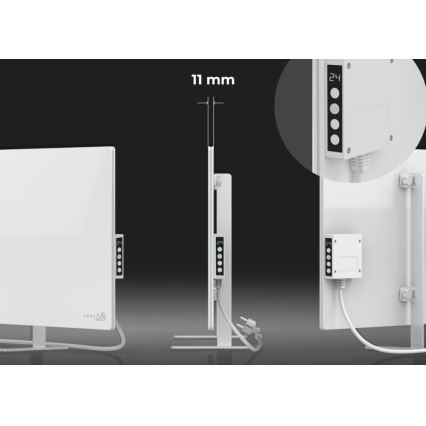 AENO - Умен електрически инфрачервен панел с LED дисплей, 700 W, таймер/термостат, IP44, Wi-Fi, бял