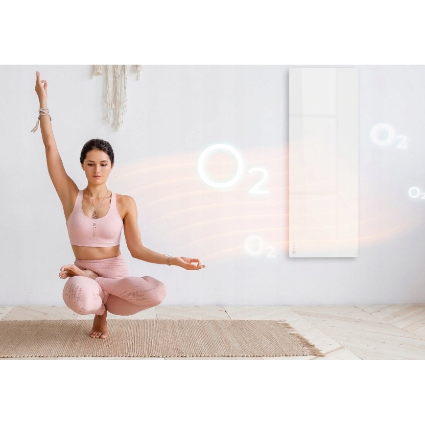 AENO - Умен електрически инфрачервен панел с LED дисплей 700W таймер/термостат IP44 Wi-Fi бял