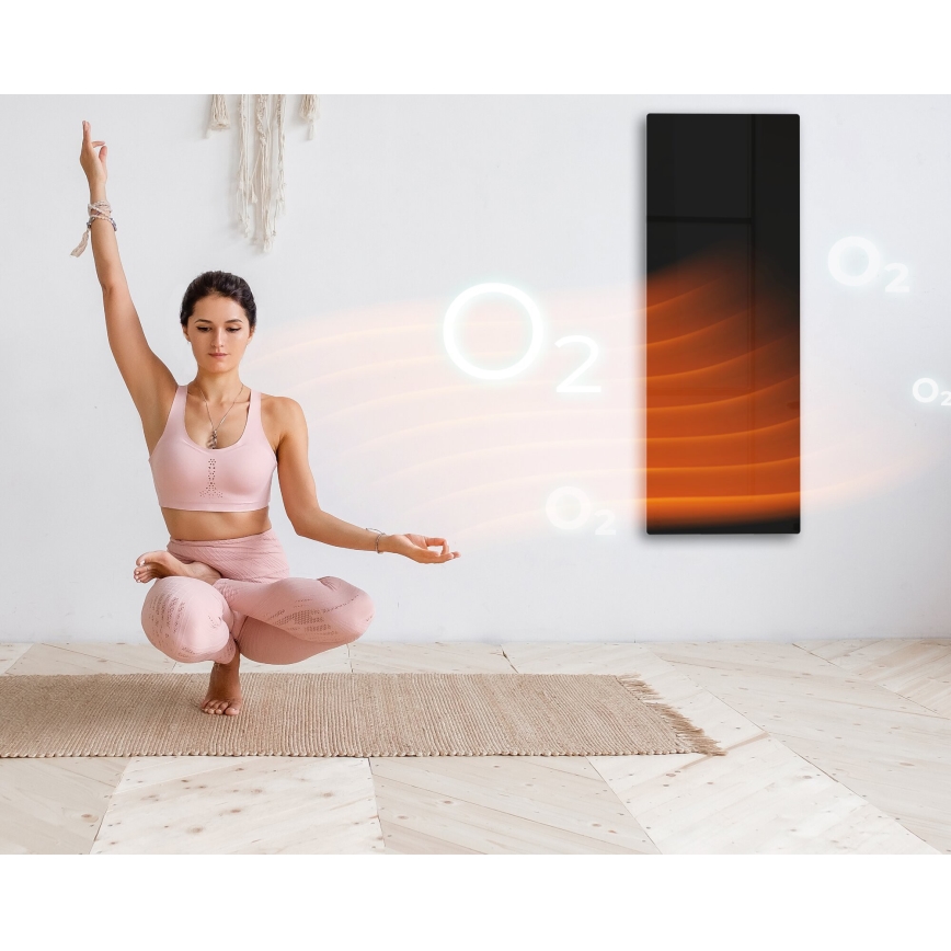 AENO - Умен електрически инфрачервен панел 700W с таймер/термостат IP44 Wi-Fi черен