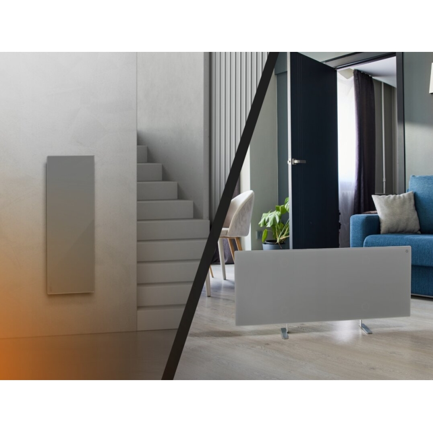 AENO - Умен електрически инфрачервен панел с LED дисплей 700W таймер/термостат IP44 Wi-Fi сив