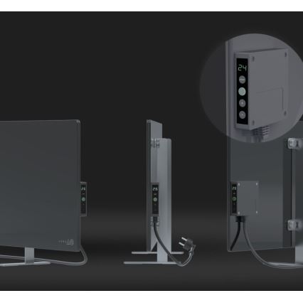 AENO - Умен електрически инфрачервен панел с LED дисплей 700W таймер/термостат IP44 Wi-Fi сив